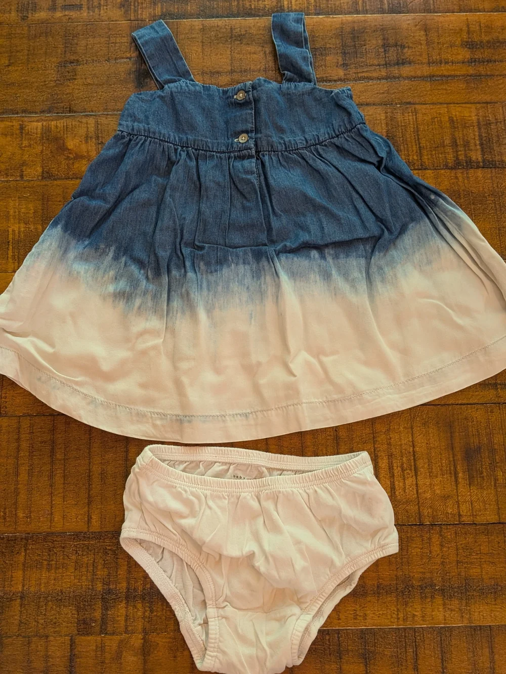 Baby Gap Denim Blue and White Dip-Dye Sundress with Matching Bloomers - 18-24m